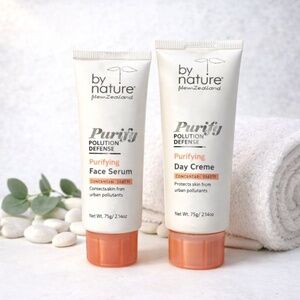 BY NATURE Purify Pollution Defense Day Creme + Face Serum 2pc Set New